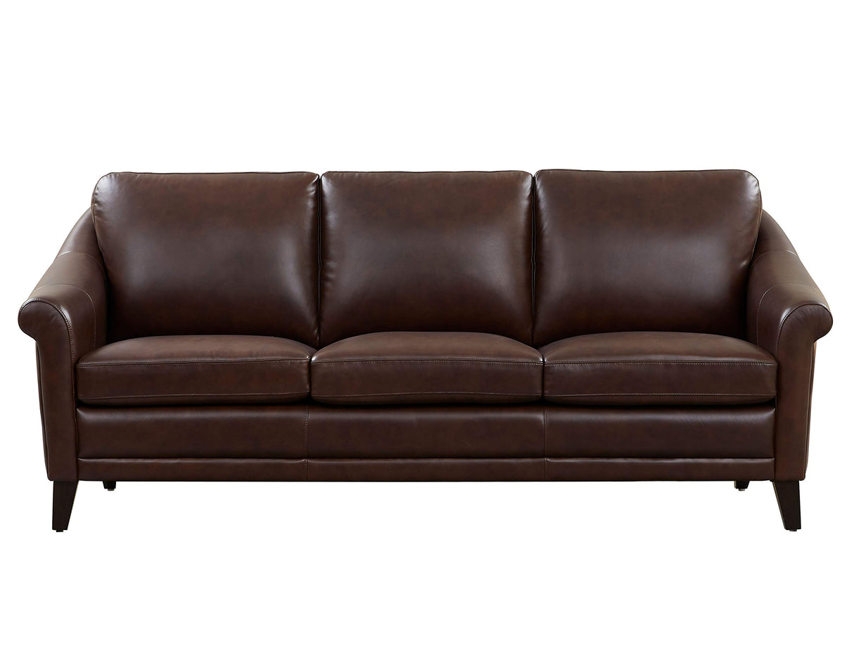 Sienna 100% Genuine Leather Midcentury Modern Sofa, Brown Hello Sofa Home
