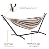 EVLIQUIL Double Hammock with Stand Included 450lb Capacity Space Saving Steel Stand,Premium Carry Bag Included,Suit for Outside,Indoor,Yard,Camping(Coffee). EVLIQUIL