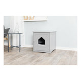 TRIXIE Small Furniture Litter Box Enclosure (Gray), Hidden Litter Box for Cats, Classic Style & Big Front Door for Easy Cleaning, Large Hole for Convenient Entry, Use As Side Table or Nightstand TRIXIE
