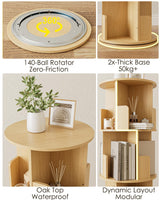 Masupu Rotating Bookshelf, Tall 4 Tier Rotating Spinning Bookshelf Tower, 360 Spinning Floor Standing Bookcase Storage Rack, Conner Rotating Book Shelf for Kids Rooms, Bedroom, Living Room Masupu