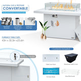 NICESOUL 9 Piece Luxury Aluminum Outdoor Sectional Sofa with Fire Pit Table, Oversized L Shaped Patio Furniture Set, 29" Deep Wide Seating, 500 lbs Heavy Duty Conversation Set for Backyard, Light Grey NICESOUL