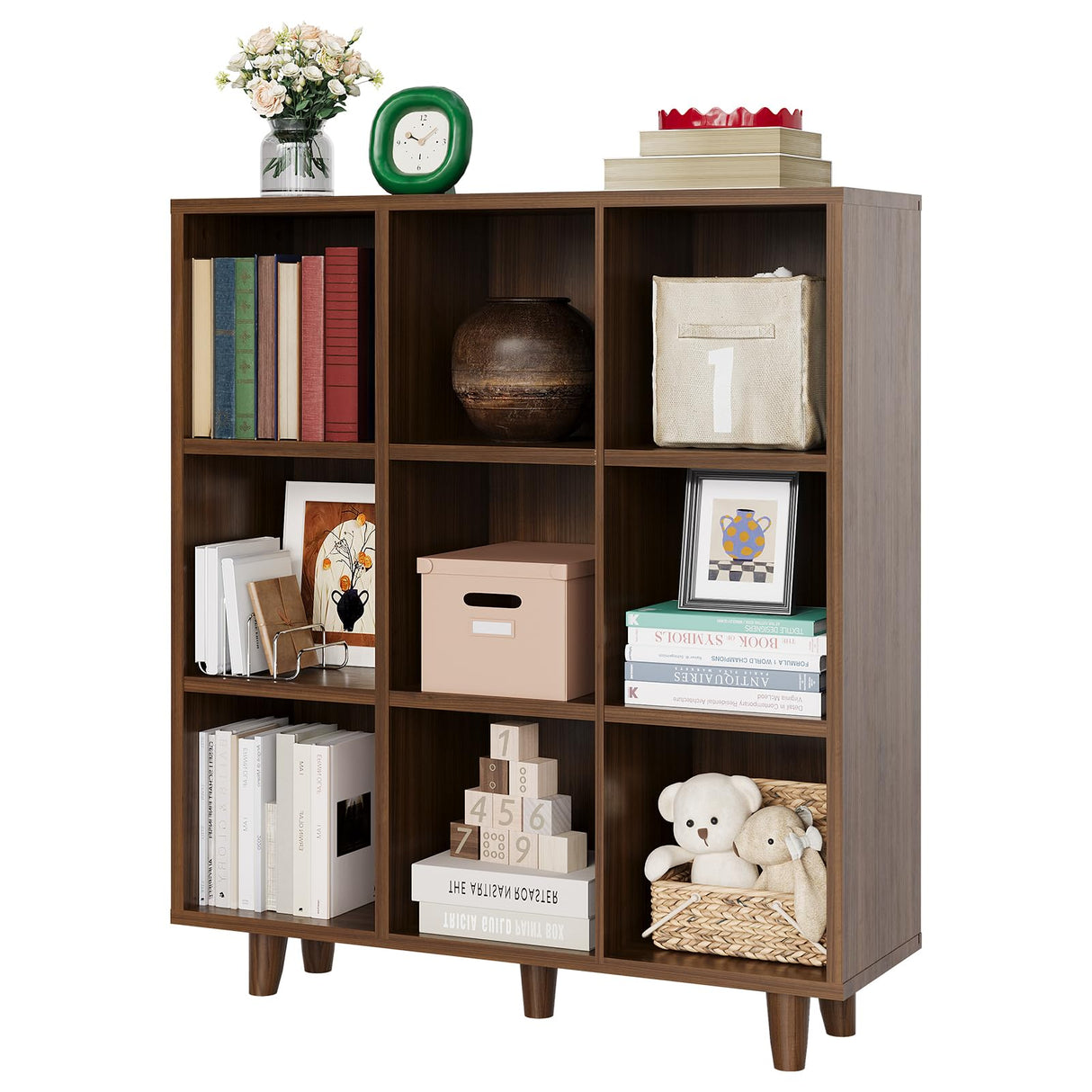 GAOMON Cube Bookshelf Organizer, Freestanding Open Bookcase with Leg Base, Modern Storage Shelf for Home Office Living Room Bedroom GAOMON