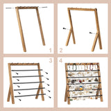 Emfogo Earring Holder Organizer, 6 Tier Earring Display Stand with 285 Holes & 6 Bracelet Rods, Rustic Wood Jewelry Organizer for Earring Bracelet Necklace Ring, Gifts for Women (Rustic) Emfogo