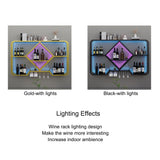 JOSIAHCQ Wine Rack Floating Bar Shelves Wall Mounted with Hanging Wine Glass Holder Liquor Cabinet Bottle Display Shelf Kitchen Shelf with Light Strip for Home Bar JOSIAHCQ