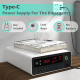 QINGENO Smart Gun Safe with Security Cable - Biometric Pistol Safe for 2 Handgun 3 Ways Quick Access with Fingerprint/Keypad/Key, for Nightstand Bedside Home with LCD and Voice Guide (White) QINGENO