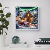 JFYHAB Christmas Diamond Art Kits for Adults,Red Truck Diamond Painting Kits for Adults Beginners,5D DIY Round Full Drill Christmas House Gem Art Paint by Diamonds Dots for Home Decor Gift 12x12inch JFYHAB