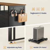 UPOSOJA 71 in Executive Desk with Power Outlets, Reversible L Shaped Computer Desk with File Drawers & Storage Shelves, Large Office Desk with Pegboard, Mobile CPU Stand, Modern Corner Desk (Walnut) UPOSOJA