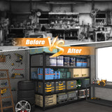 Vaernevy 59''W/72''H Garage Shelving Units Heavy Duty 3500LBS Metal Storage Shelves Adjustable Steel Industrial Shelving 5 Tier Storage Shelf Rack for Basement, Warehouse Vaernevy