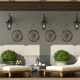 4 Pieces Wooden Wagon Wheel Wall Decor 10 Inches Old Western Wood Wagon Wheel Wall Art Farmhouse Wagon Wheels Rustic Yard Decor Wood Hanging Decorative Wheels for Garden Home Bar Garage Qunclay