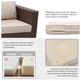 WAROOM Patio Couch PE Wicker 3-Seat Outdoor Brown Rattan Sofa Deep Seating Furniture with Non-Slip Beige Cushion WAROOM