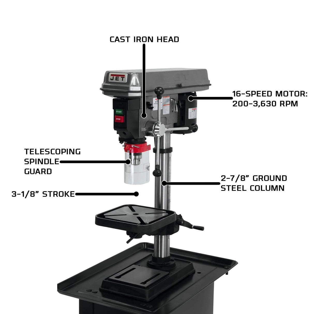 JET 15-Inch Benchtop Step Pulley Drill Press, 3/4 HP, 1Ph 115V (J-2530) Jet