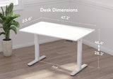 Claiks Glass Standing Desk, Electric Standing Desk Adjustable Height, 48 Inch Adjustable Stand Up Desk, Quick Install Home Office Computer Desk, Supter White Claiks