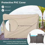 Tangkula 5 Pieces Wicker Patio Furniture Set with Waterproof Cover,Patiojoy Outdoor Cushioned Chairs and Ottoman Set with Single-Door Storage Coffee Table,Space-Saving Tangkula