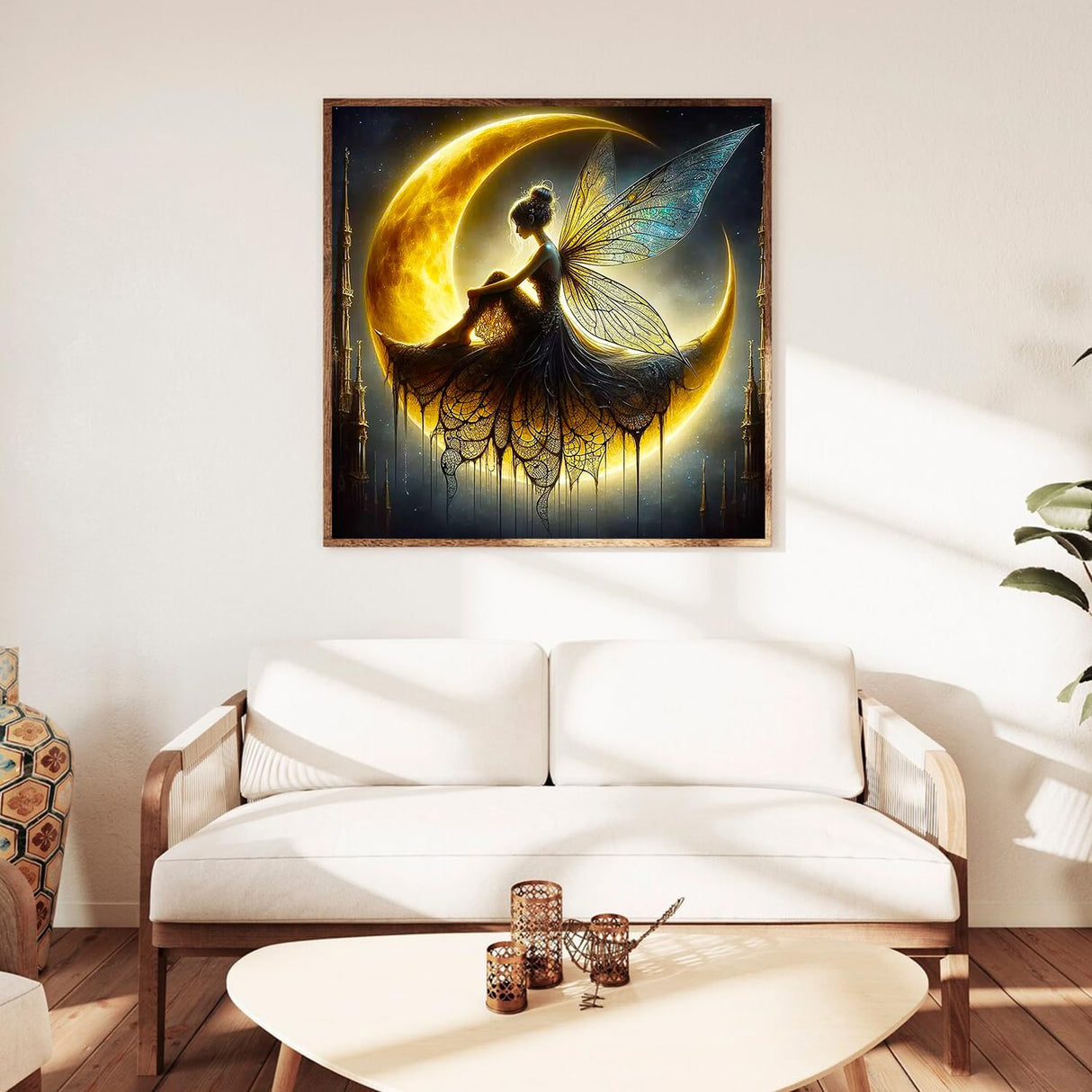 igoodom Diamond Art Kits for Adults, Fairy Diamond Painting Kit, Full Drill Round Moon Diamond Art Kits, DIY Gem Art and Crafts for Home Wall Decor Gift 14x14inch igoodom