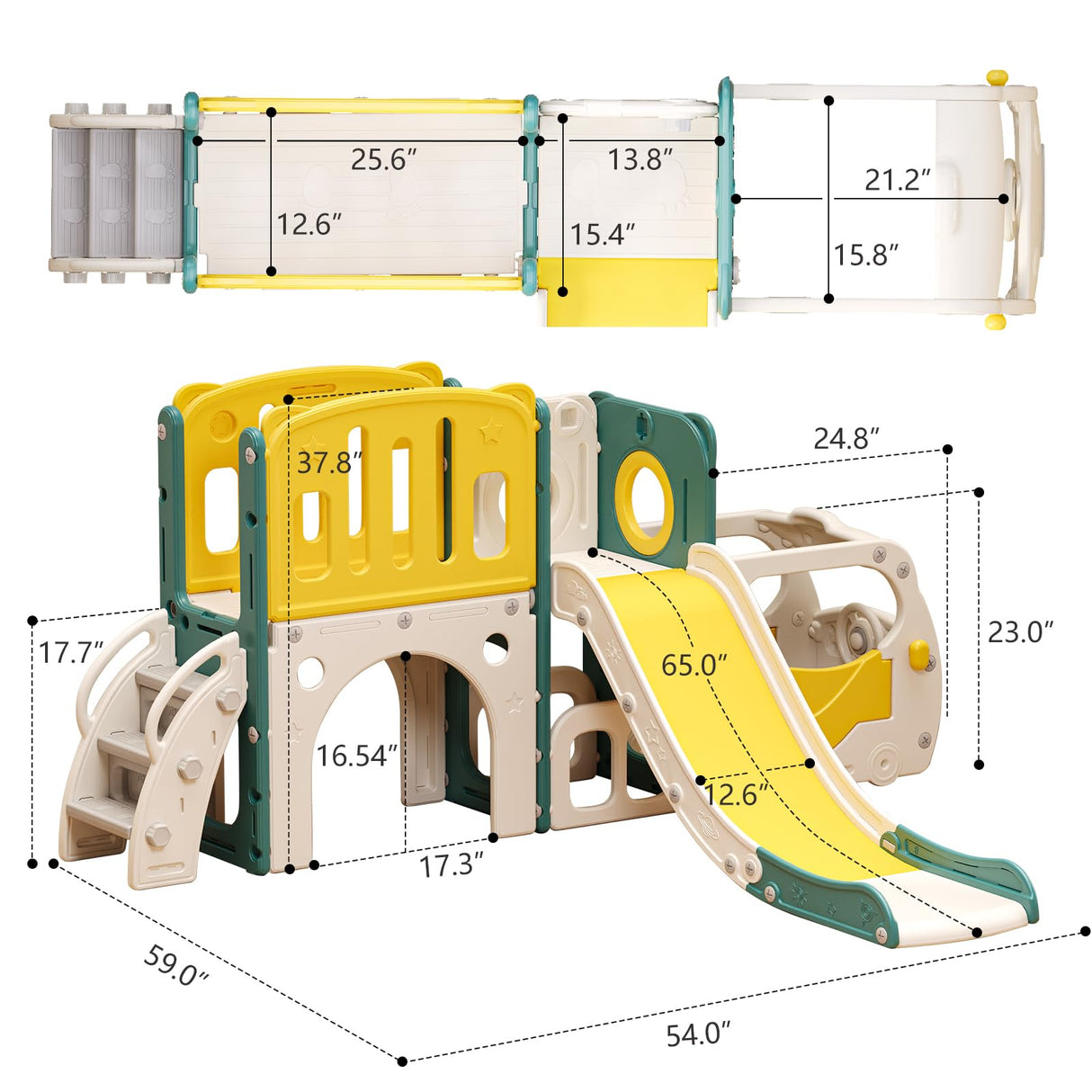 Toddler Slide Kids Slide Playset for Babies Bus Themed Toddler Playground with Climber Baskteball Hoop Indoor Playground Outdoor MOCUTEEN