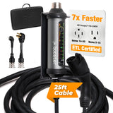Portable Level 2 EV Charger - 7X Faster - 110-240V / 40 Amp - ETL Certified - Portable Electric Car Charger NEMA 5-15 & 14-50 Plug for Indoor or Outdoor (25ft Cable) j+