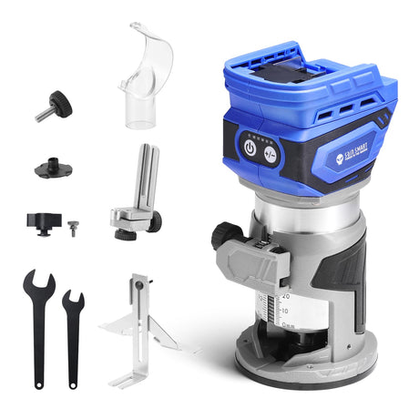 SainSmart Wood Router Cordless, Compact Router for MAK 18V Battery, Brushless Trimmer Router with 5 Variable Speeds, 28,000RPM Compact Edge Trimmer with 1/4” Collet, for Woodworking, Bare Tool Only SainSmart