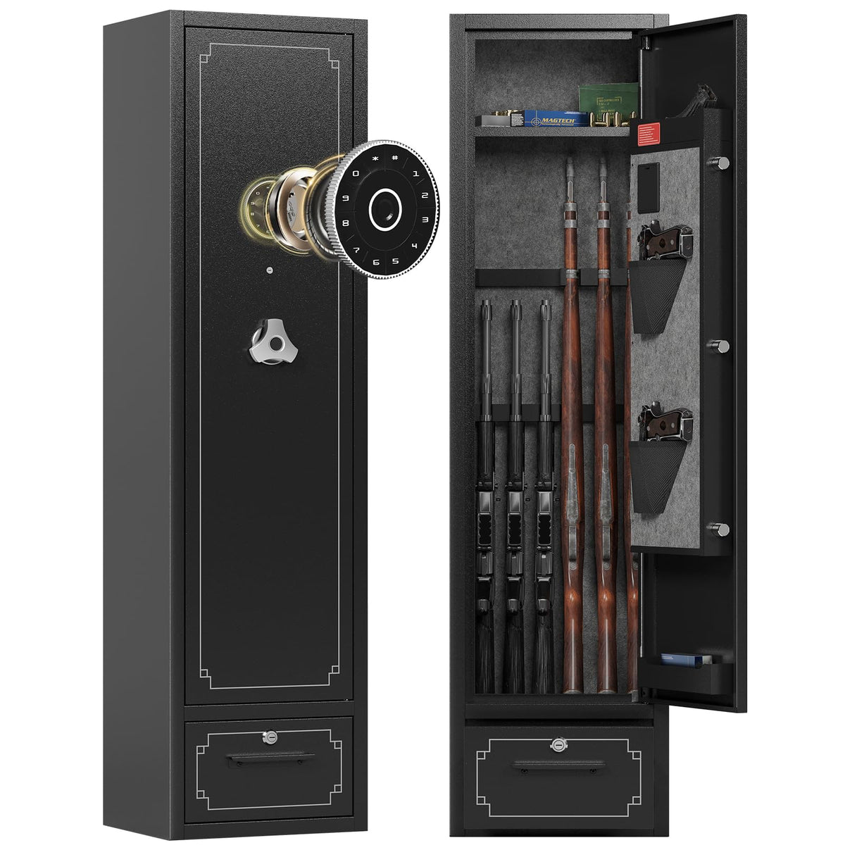6 Gun Safes Electronic Gun Safe for Rifle and Pistols Quick Access Rif ...
