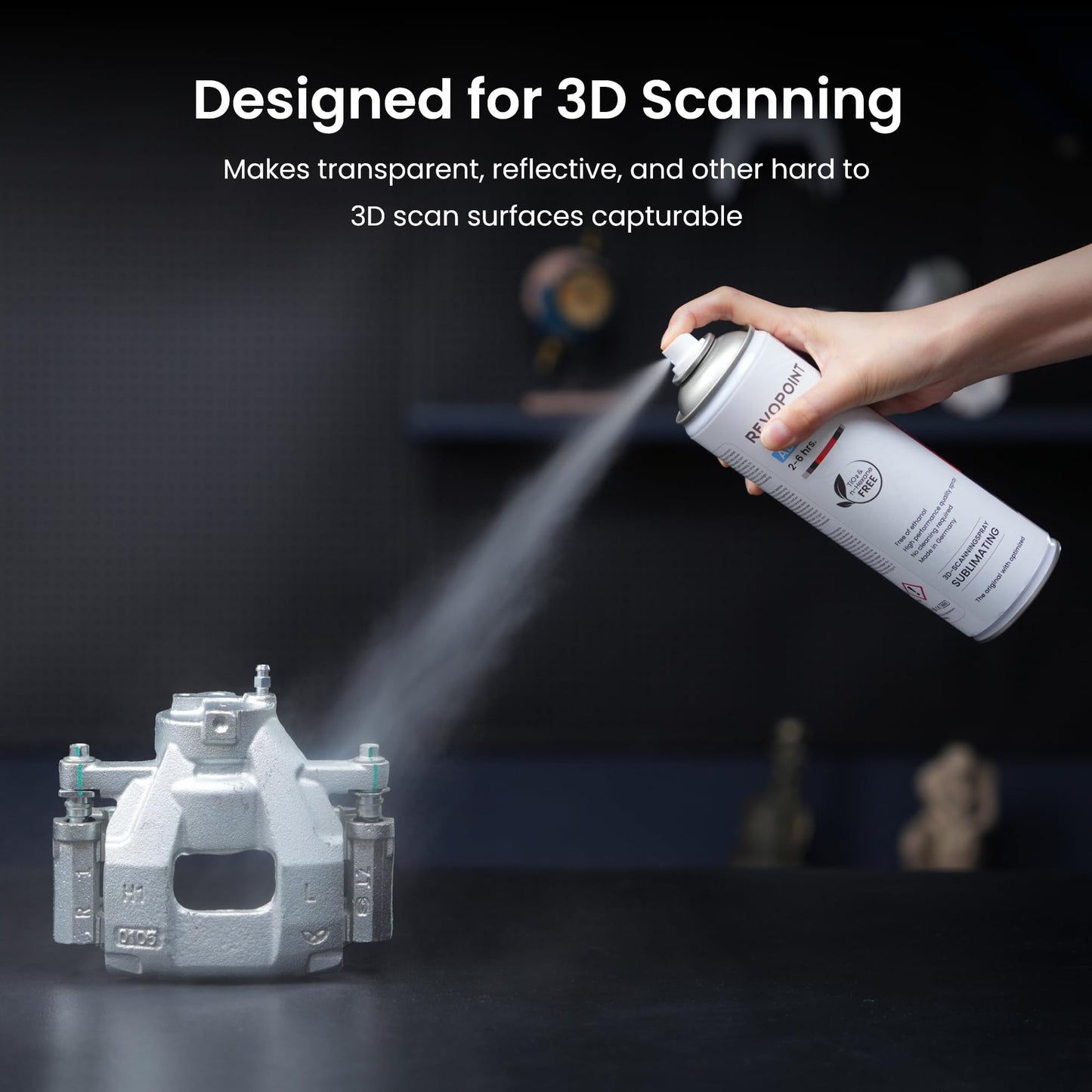 Revopoint 3D Scanning Spray for 3D Scanners, for Reflective, Transparent, Black or Highly Textured Surfaces, No Cleaning Needed, Sublimation, 500ml, AB-6 - WoodArtSupply