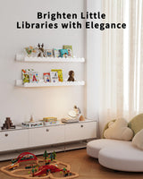 Nursery Book Shelves, 4-Pack White Floating Shelves for Wall Kids, Scalloped Shelves, Wall Book Shelves for Bedroom Kids, Toddler Room, Baby Room, Nursery Decor Shario