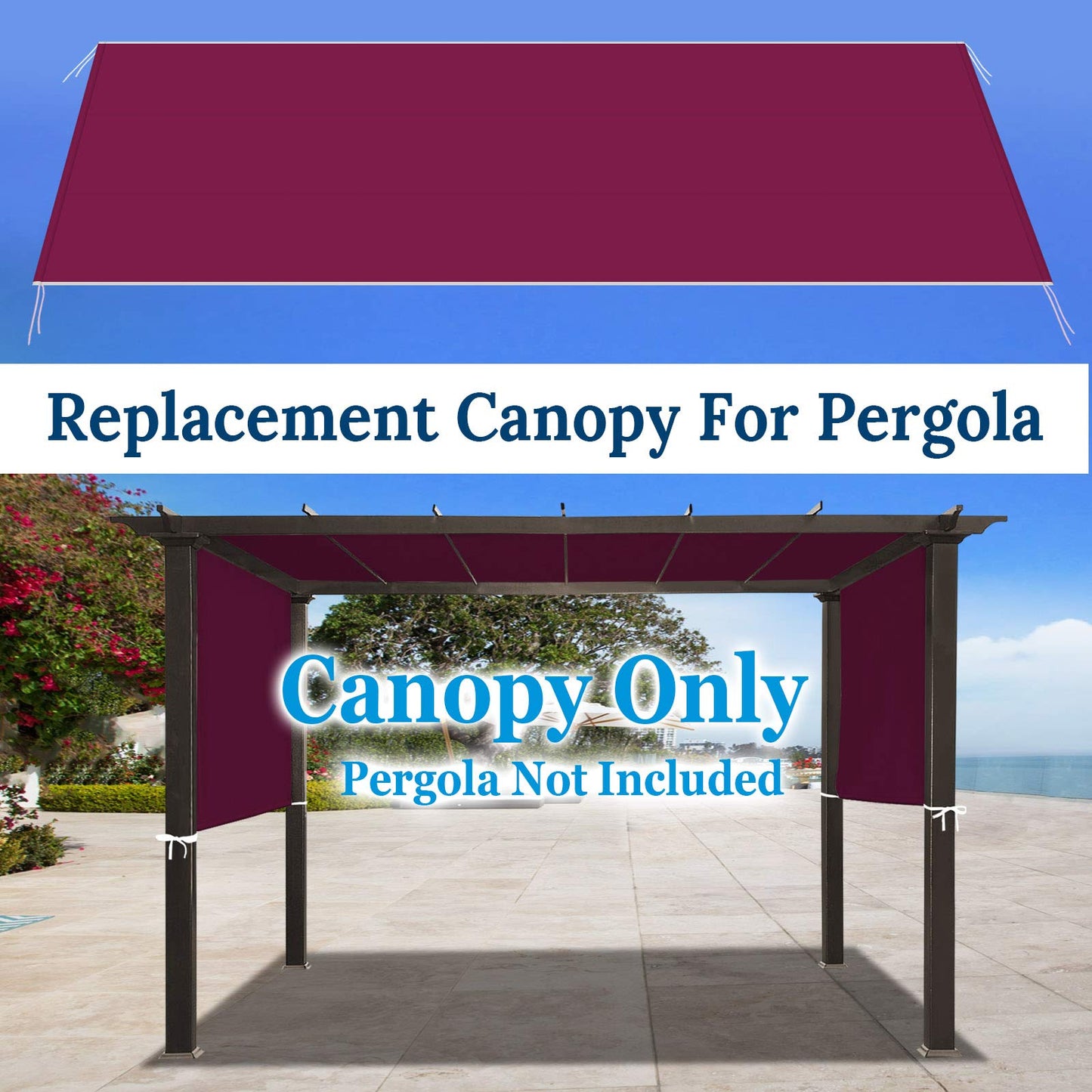 BenefitUSA Universal Replacement Top Pergola Structure (18' L x 8.2' W) Gazebo Canopy Cover Only(Purple) - WoodArtSupply