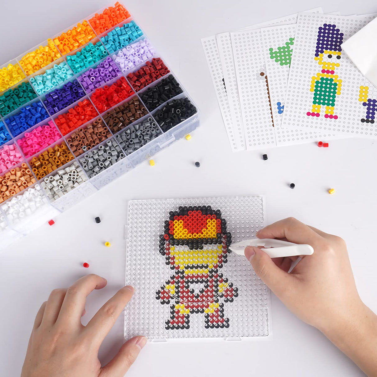 Artkal Fuse Beads Kit 11,000pcs 36 Colors Melting Beads Kit for Kids, with 5 Pegboards 2 Tweezers 48 Patterns, Fusible Beads Kit Compatible Perler Beads Hama Beads for Christmas Birthday Gift ARTKAL