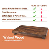 kulusion Walnut Wooden Pedestal Stand, Farmhouse Wood Tray for Kitchen Bathroom Counter Decor, Rustic Display Riser for Soap,Bottle,Plant Etc (Large & 12 x 7 x 1.57'') kulusion