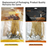 Nuozme 50 Pcs 6" Natural Candle Wicks,Pre-Waxed by 100% Beeswax & Tabbed with 60Pcs Candle Wick Stickers and 5 Pcs Wooden Candle Wick Centering Device, for Candle Making，Candle DIY Nuozme
