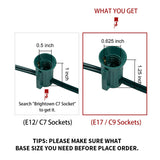 Brightown Commercial 500 FT C9/E17 Christmas Light Sockets Set Spool, UL Listed C9 Sockets Patio String Lights C9 Strands - 12 Spacing Green Wire Brightown