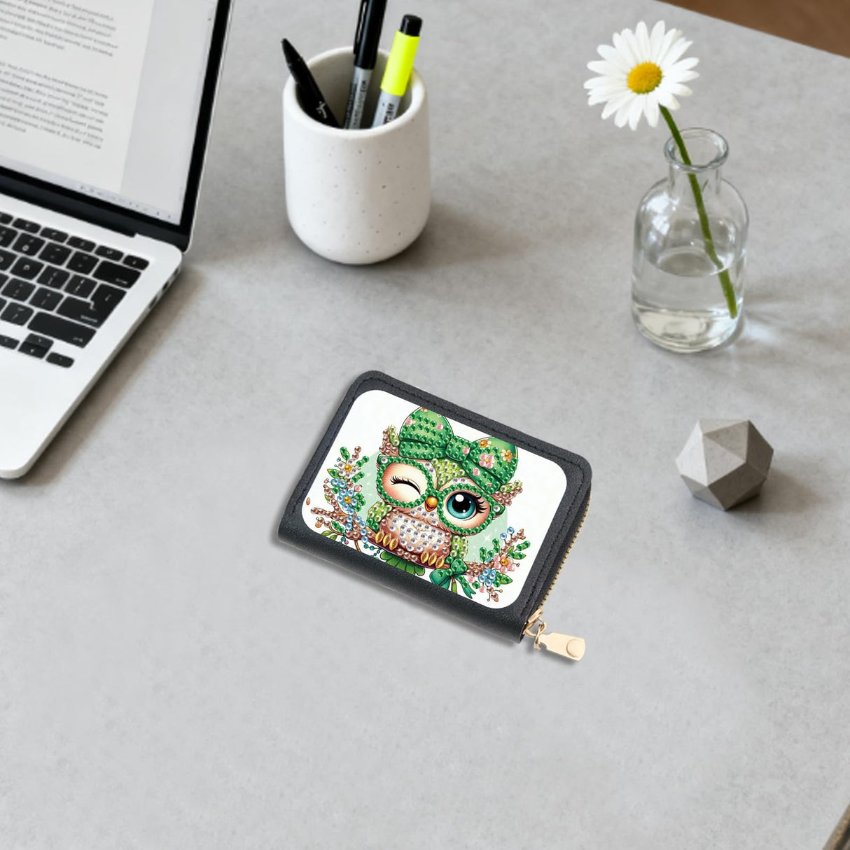 JISHSHAY Diamond Painting Credit Card Holder Owl Diamond Art Credit Card Wallet Animal Gem Art Wallet Animal Gem Painting Coin Purse Owl Mosaic Kits for Adults Billfold Embroidery Kit Billfold JISHSHAY