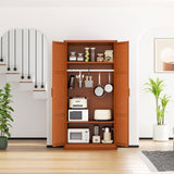 INTERGREAT Metal Armoire Wardrobe Closet with Doors, 71'' Wardrobe Cabinet with Hanging Rod, Armoire with Shelves, Tall Clothing Storage Cabinet for Bedroom, Brown INTERGREAT