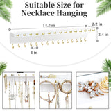 YYILIS Necklace Holder, Upgraded Extra Large Wall Necklace Organizer with 30 Hooks Wall Mounted Necklace Hanger with Jewelry Tray/Cosmetics Shelf Rustic Pine Wood Holder (White) YYILIS