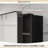 Keonjinn Black Medicine Cabinet 17 x 25 Inch, Heavy & Solid Bathroom Medicine Cabinet with Mirror, Stainless Steel Framed, Adjustable Shelves, Recessed or Wall Mount, Bathroom Mirror with Storage Keonjinn