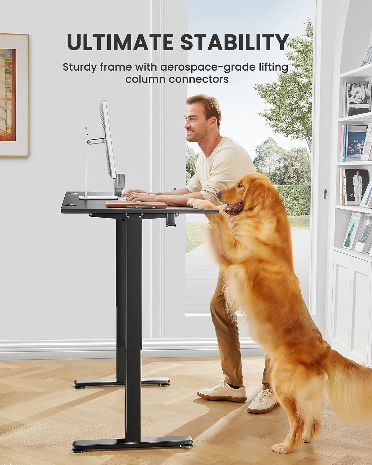 ErGear Height Adjustable Electric Standing Desk, 63x 28 Inches Sit Stand up Desk, Large Memory Computer Home Office Desk (Black) - WoodArtSupply