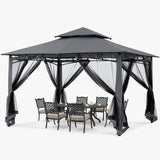 ABCCANOPY Gazebos for Patios 10x12 - Outdoor Steel Frame Gazebo with Mosquito Netting for Lawn Backyard Garden Deck (Dark Gray) ABCCANOPY
