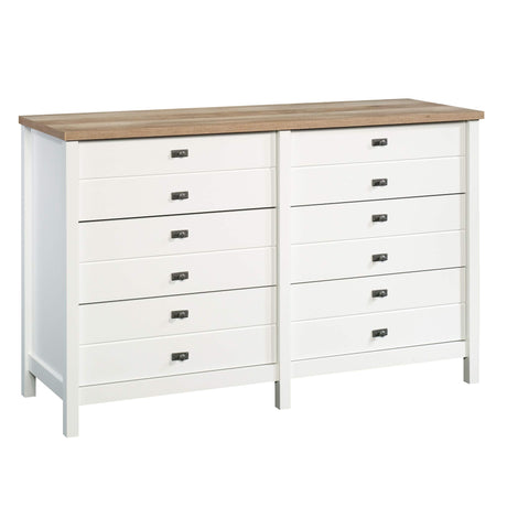 Sauder Cottage Road Dresser, L: 56.77" x W: 19.29" x H: 35.35", Soft White finish Sauder