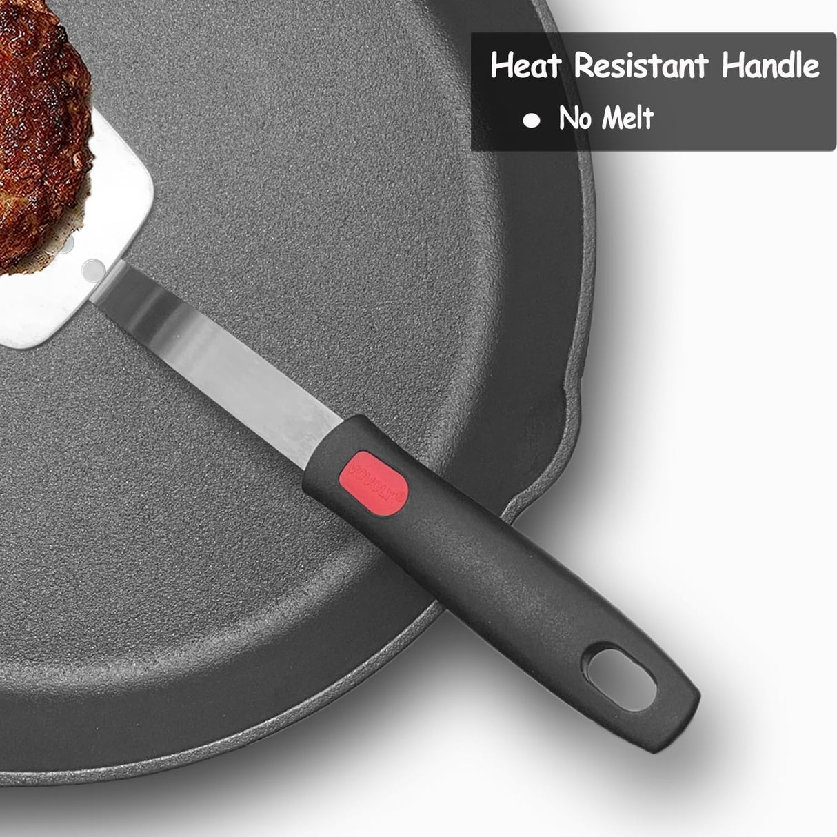 Stainless Steel Spatula Turner, Metal Spatula for Kitchen Use,VOVOLY Heavy Duty Cooking Spatula, Wide Blade with Beveled Edge and Heat Resistant Silicone Handle, Dishwasher Safe Vovoly