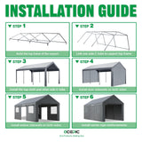 Carport for Vehicle Acepic Carport 10x20ft Heavy Duty Carport Features Roll-up Windows & Doors, Portable Garage with UV Resistant Waterproof All-Season Tarp for Car, Truck, Boat Acepic