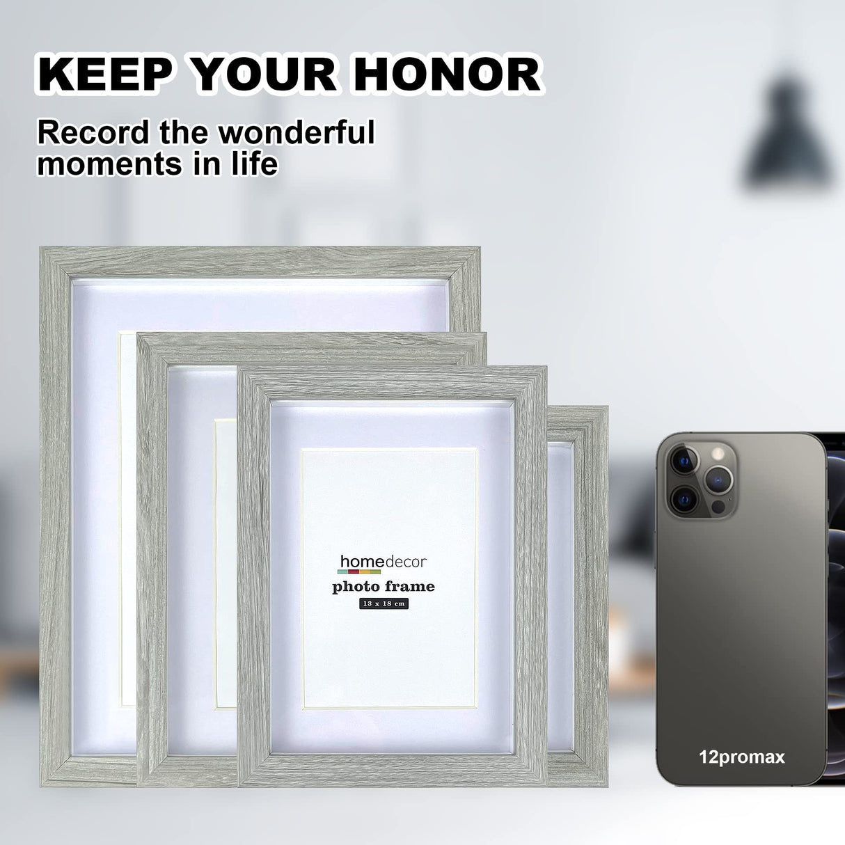 5x7 Shadow Box Frame, 4 Pack Picture Frame Set, Wall Picture Frame, Farmhouse Wood Rustic Picture Frames with Tempered Glass Gallery Wall Tabletop Display (Celadon, 5X7) SEEDLING PHOTO FRAME