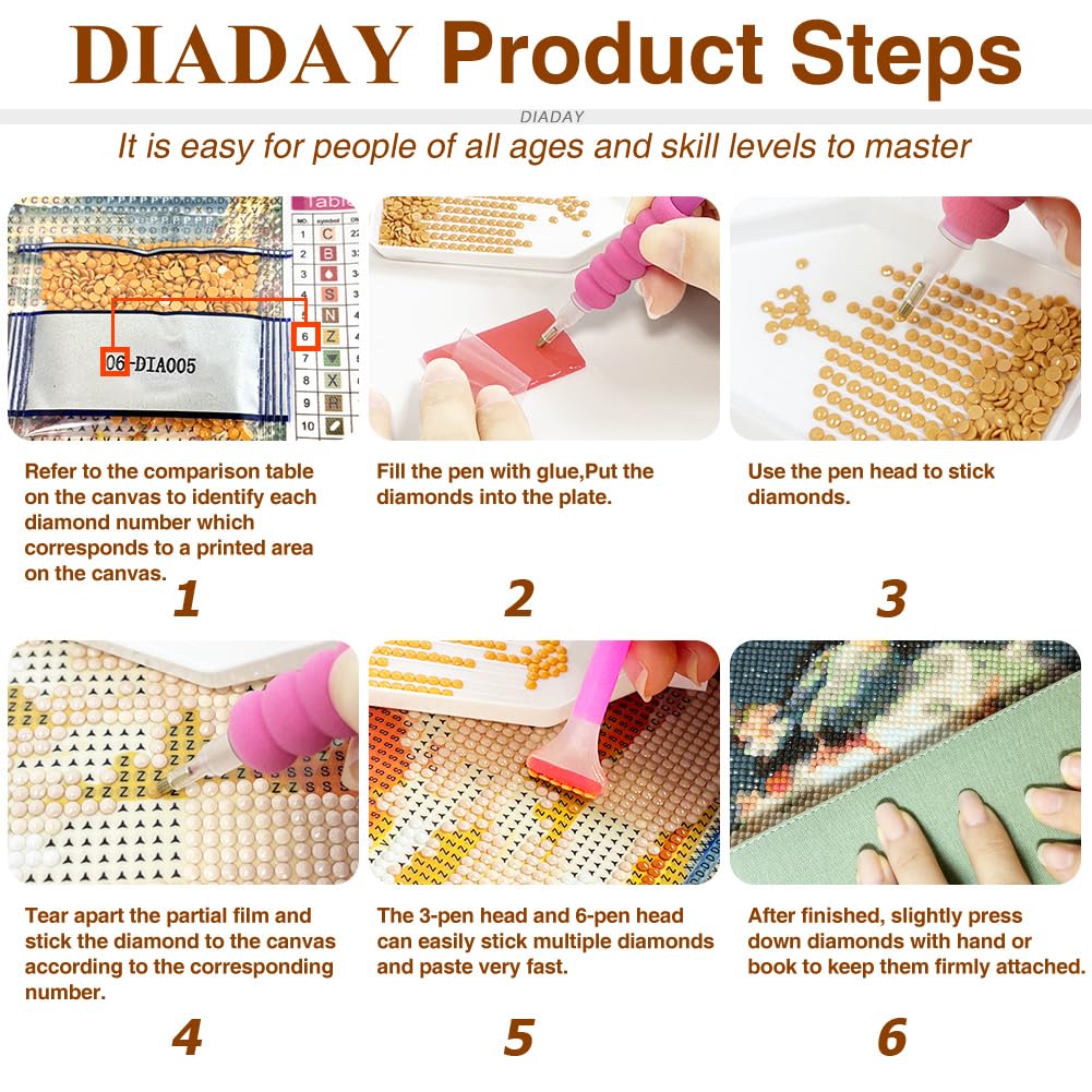 DIADAY Lion Diamond Art Kits for Adults, 5D DIY African Lion Animal Diamond Painting Kits for Beginners, Full Drill Sunset Wildlife Diamond Art, Home Wall Decor Gift, 12x12 Inch DIADAY