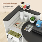 IFANNY Reception Desk, 48’’ Retail Counter w/Lockable Drawer & Storage Shelf, L-Shaped Reception Table, Wooden Computer Desk for Salon, Restaurant, Office (Black & White) IFANNY