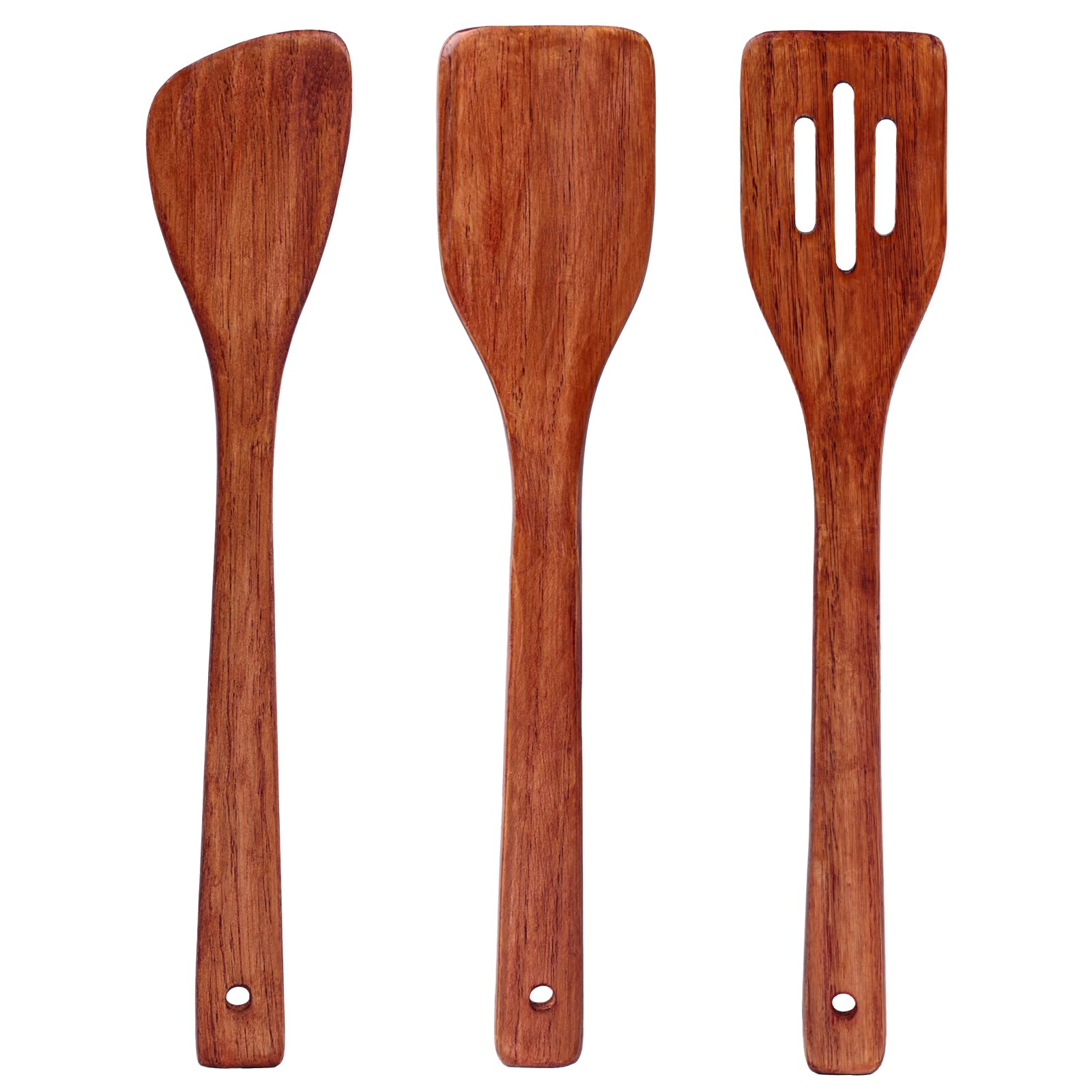 HANSGO 3PCS Wood Kitchen Spatulas Set, 12inch Wooden Cooking Utensils Set Wooden Spatulas Set for Cooking Stirring Frying Mixing - WoodArtSupply