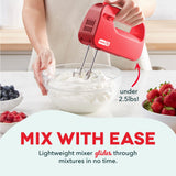 Dash SmartStore™ Compact Hand Mixer Electric for Whipping + Mixing Cookies, Brownies, Cakes, Dough, Batters, Meringues & More, 3 Speed, 150-Watt - Red DASH