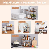 Bathroom Counter Organizer Countertop Storage - 2 Tier Bathroom Countertop Organizers Coffee Bar Organization Acacia Wood Counter Top Organizer Kitchen Spice Rack Vanity Shelf Toilet Vanity Organizers NICEPRING