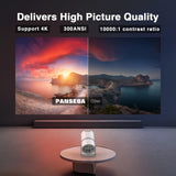 [Built-in -Apps] PANSEBA 270°Adjustable Smart Mini Projector with WiFi 6 and Bluetooth, Auto Keystone Outdoor Movie Projector, Big Screen Home Portable Projector for Phone/TV Stick/Laptop/HDMI PANSEBA