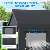 Carport 12x20 FT Heavy Duty,Outdoor Portable Garage with Removable Sidewalls & Doors, Waterproof, UV-Resistant Canopy Shelter for Vehicles, Boats, RVs, Trucks, All-Season Car Port, Gray RICHRYCE