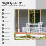 Outvita Outdoor Rocking Chair, Solid Wood High Back Rocker, All Weather Lounge Chair for Porch Patio Fire Pit Garden Backyard Deck Indoor, White Outvita