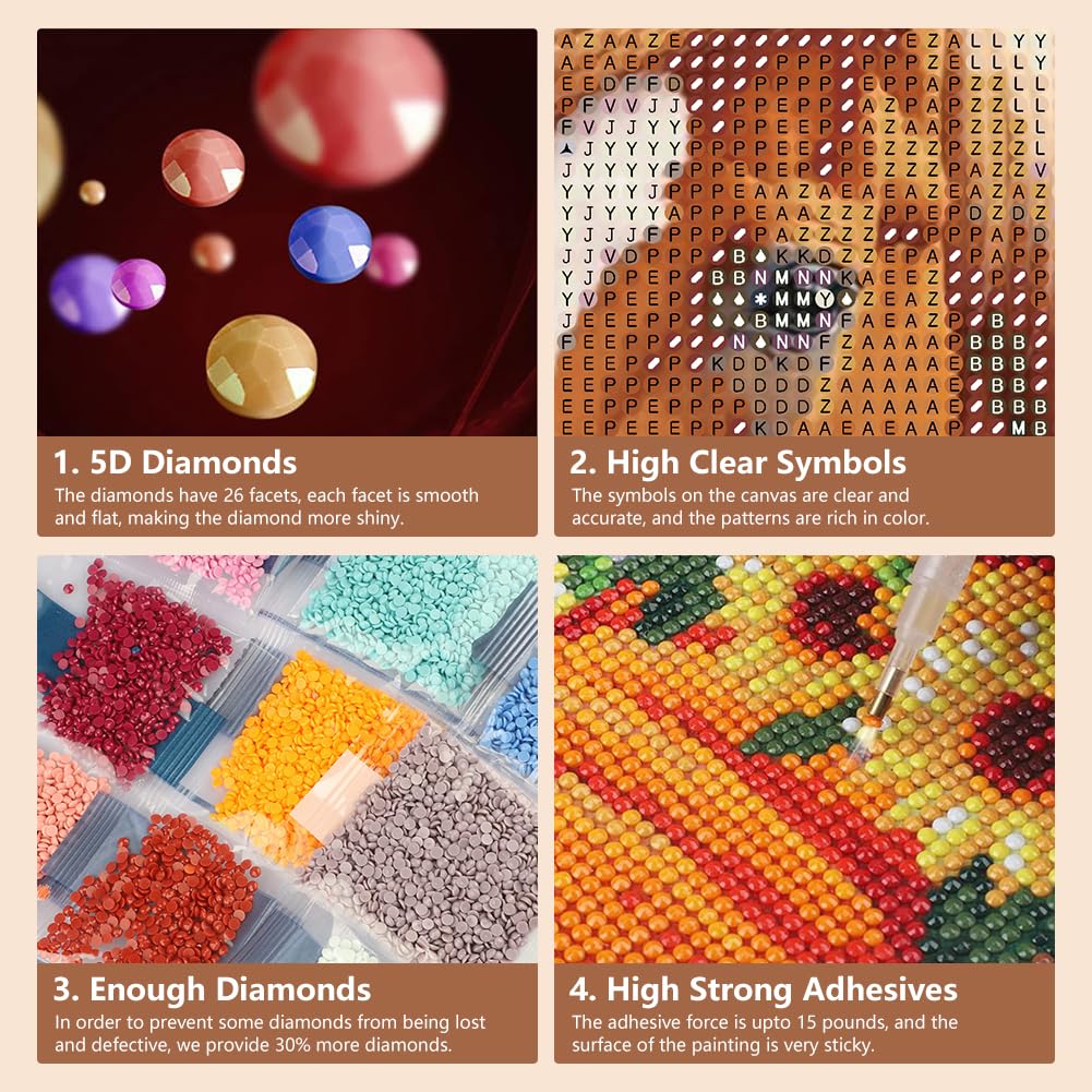 SJUTOUCI Horse Diamond Painting Kits for Adults, Diamond Art Kits for Beginners, 5D DIY Diamond Dot Art, Full Drill Gem Craft for Home Decor 12x12 inch SJUTOUCI