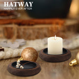 Hatway Wood Candle Holder Farmhouse Decor Wooden Pillar Candles Tray for Table Centerpiece Small Decorative Tray Riser Round Wooden Plate Pedestal Stand for Coffee Table for Christmas Decor Mu-2 Hatway