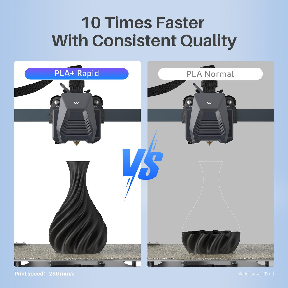 ELEGOO Rapid PLA Plus Filament 1.75mm Black 2KG, PLA+ 3D Printer Filament for 600 mm/s High Speed Printing, Dimensional Accuracy +/- 0.02 mm, 2 Pack 1kg Spool(2.2lbs) ELEGOO